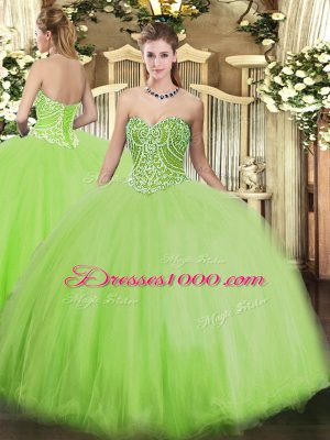 Classical Floor Length Ball Gowns Sleeveless Yellow Green Quinceanera Gowns Lace Up