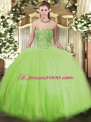 Classical Floor Length Ball Gowns Sleeveless Yellow Green Quinceanera Gowns Lace Up