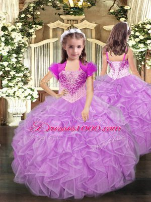 Low Price Floor Length Lace Up Sweet 16 Quinceanera Dress Baby Pink for Military Ball and Sweet 16 and Quinceanera with Beading and Ruffles