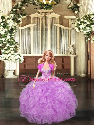 Low Price Floor Length Lace Up Sweet 16 Quinceanera Dress Baby Pink for Military Ball and Sweet 16 and Quinceanera with Beading and Ruffles