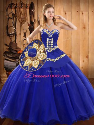 Wonderful Blue Ball Gowns Ruffles Sweet 16 Dresses Lace Up Tulle Sleeveless Floor Length
