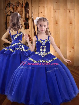 Tulle Sleeveless Floor Length Vestidos de Quinceanera and Embroidery