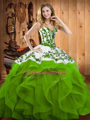 Sleeveless Embroidery and Ruffles Floor Length Sweet 16 Dress