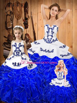 Vintage Sleeveless Lace Up Floor Length Embroidery and Ruffles Vestidos de Quinceanera