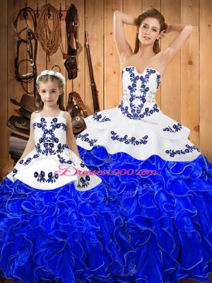 Vintage Sleeveless Lace Up Floor Length Embroidery and Ruffles Vestidos de Quinceanera