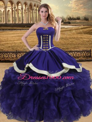 Purple Sleeveless Organza Lace Up Quinceanera Dresses for Sweet 16 and Quinceanera