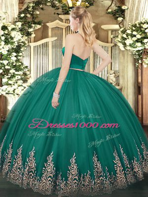 Floor Length Two Pieces Sleeveless Olive Green Sweet 16 Quinceanera Dress Zipper