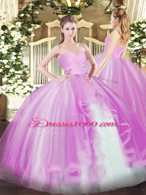 New Arrival Sleeveless Ruffles Lace Up Quince Ball Gowns