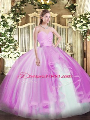 New Arrival Sleeveless Ruffles Lace Up Quince Ball Gowns