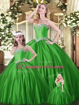 Glittering Sleeveless Lace Up Floor Length Beading Sweet 16 Quinceanera Dress