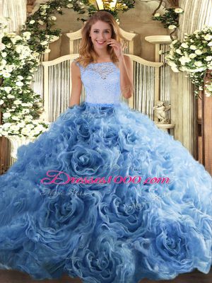 Fine Sleeveless Floor Length Beading and Ruffles Zipper Quinceanera Dresses with Baby Blue