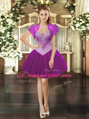 Best Selling Straps Sleeveless Quinceanera Dresses Floor Length Beading Fuchsia Tulle