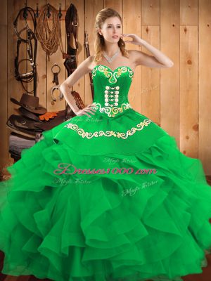 Flirting Sleeveless Lace Up Floor Length Embroidery Quinceanera Gowns