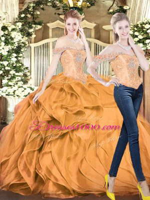Trendy Organza Sleeveless Floor Length Quinceanera Dress and Beading and Ruffles