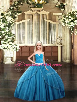 Sleeveless Floor Length Ruching Lace Up Quinceanera Dress with Teal