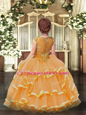 Organza Scoop Sleeveless Zipper Beading and Ruffled Layers Pageant Dress Wholesale in