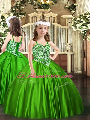 Graceful Floor Length Ball Gowns Sleeveless Green Pageant Dress Lace Up