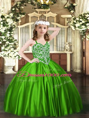 Graceful Floor Length Ball Gowns Sleeveless Green Pageant Dress Lace Up