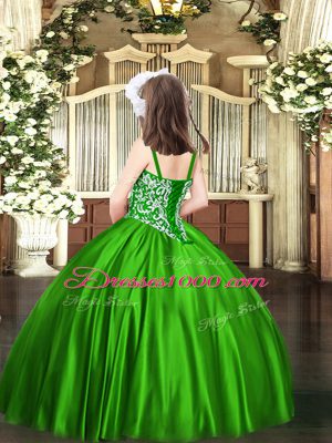 Graceful Floor Length Ball Gowns Sleeveless Green Pageant Dress Lace Up