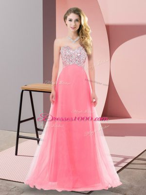 Hot Sale Floor Length Empire Sleeveless Watermelon Red Vestidos de Damas Lace Up