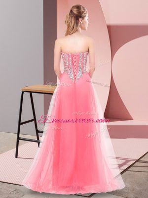 Hot Sale Floor Length Empire Sleeveless Watermelon Red Vestidos de Damas Lace Up