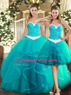 Sleeveless Lace Up Floor Length Ruffles Ball Gown Prom Dress