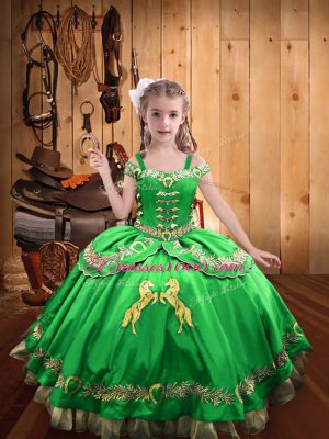 Straps Sleeveless Lace Up Pageant Dress for Teens Satin