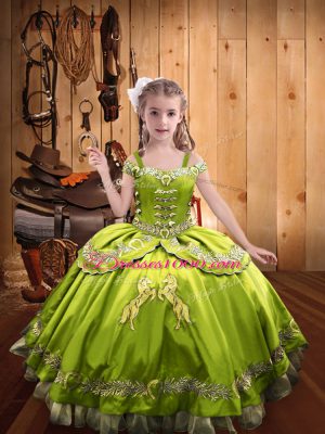 Floor Length Lace Up Party Dress for Girls Yellow Green for Sweet 16 and Quinceanera with Beading and Embroidery