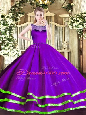 Floor Length Ball Gowns Sleeveless Purple 15 Quinceanera Dress Zipper