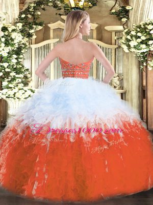Hot Selling Beading and Ruffles Quinceanera Gowns Multi-color Zipper Sleeveless Floor Length