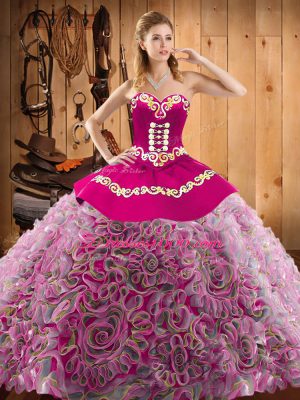 Pretty With Train Ball Gowns Sleeveless Multi-color Vestidos de Quinceanera Sweep Train Lace Up