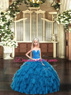 Charming Sweetheart Sleeveless Tulle 15 Quinceanera Dress Ruffles Lace Up