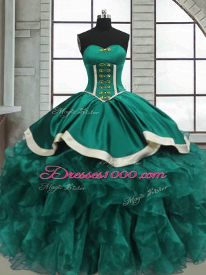 Floor Length Turquoise Quinceanera Dresses Sweetheart Sleeveless Lace Up