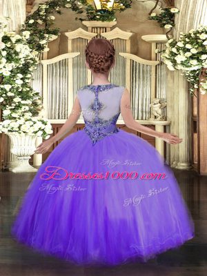 Floor Length Ball Gowns Sleeveless Lavender Girls Pageant Dresses Zipper