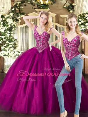 Super Sleeveless Lace Up Floor Length Beading 15th Birthday Dress