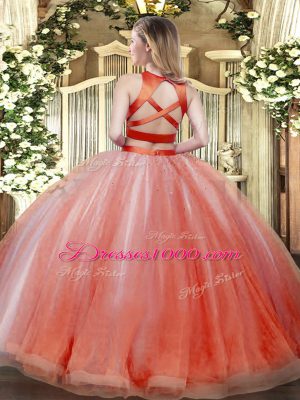 Clearance Floor Length Blue Sweet 16 Dress High-neck Sleeveless Criss Cross