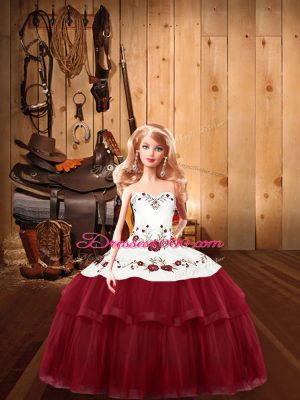 Stunning Floor Length Wine Red Vestidos de Quinceanera Halter Top Sleeveless Lace Up