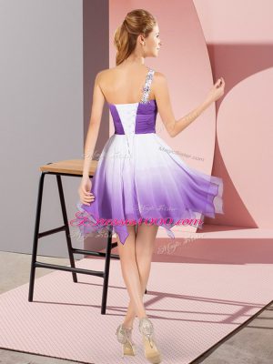 Multi-color Fading Color Lace Up One Shoulder Sleeveless Asymmetrical Prom Party Dress Beading