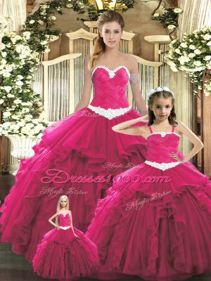 Adorable Ball Gowns Quinceanera Dress Red Sweetheart Organza Sleeveless Floor Length Lace Up