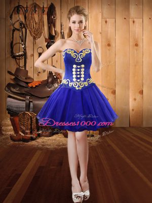 Most Popular Blue Sleeveless Tulle Lace Up 15th Birthday Dress for Military Ball and Sweet 16 and Quinceanera
