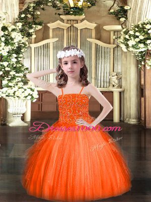 Sleeveless Lace Up Floor Length Beading and Ruffles Pageant Dress