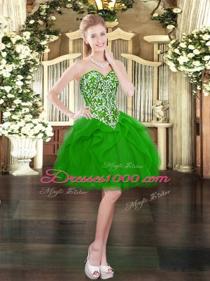 Trendy Green Tulle Lace Up Sweetheart Sleeveless Floor Length Quinceanera Dresses Beading and Ruffles