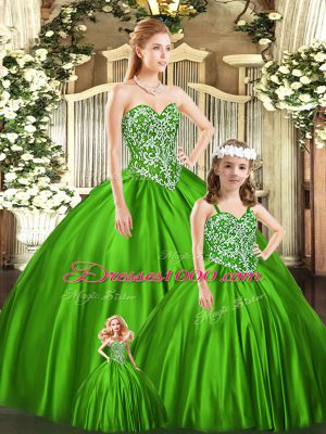 Best Floor Length Green Quinceanera Gowns Sweetheart Sleeveless Lace Up