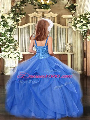 Organza Sleeveless Floor Length Child Pageant Dress and Beading