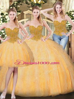 Artistic Sleeveless Beading and Ruffles Lace Up Sweet 16 Quinceanera Dress