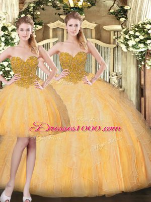 Artistic Sleeveless Beading and Ruffles Lace Up Sweet 16 Quinceanera Dress