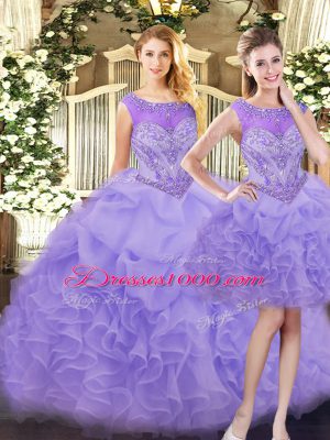 New Style Sleeveless Beading and Ruffles Zipper Quinceanera Dresses