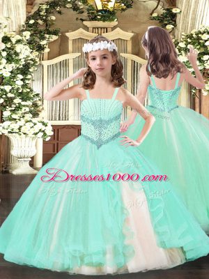Attractive Tulle Sleeveless Floor Length Pageant Dress for Teens and Beading