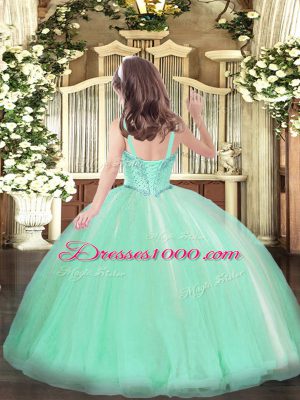 Attractive Tulle Sleeveless Floor Length Pageant Dress for Teens and Beading