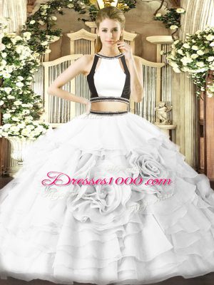 Glamorous White Sleeveless Tulle Zipper Sweet 16 Dresses for Military Ball and Sweet 16 and Quinceanera